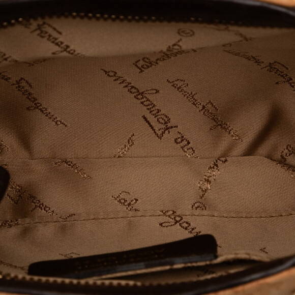 Salvatore Ferragamo Gancini Jeweled Chain Mini Shoulder Bag AQ-21 6437 Brown/... - Picture 4 of 6